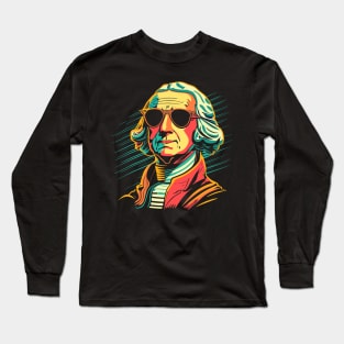 George Washington Funny July 4th American Flag Long Sleeve T-Shirt